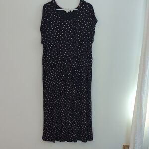 Boden Amelie Dress - Women's US 20/22L Black and Pink Polka Dot Midi Dress